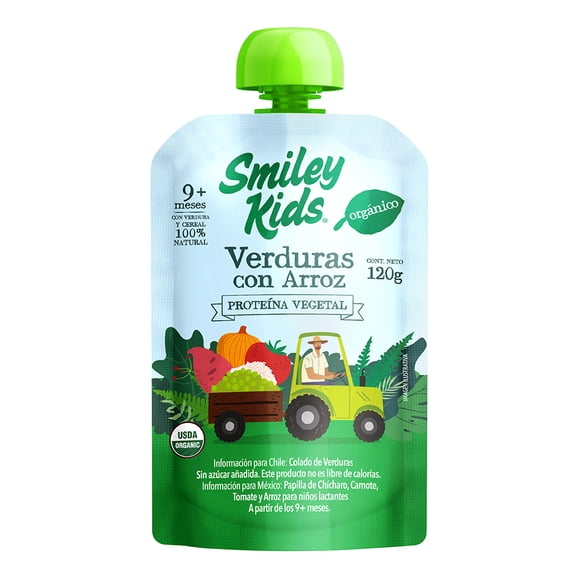 Papilla Organica Smiley Kids de Verduras con Arroz 120 grs