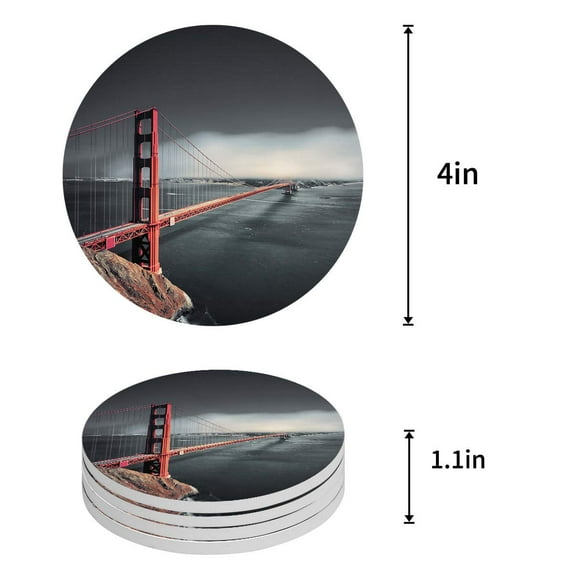 FMSHPON Modern Geometric Pattern Set of 6 Round Coaster for Drinks, Absorbent Ceramic Stone Coasters Cup Mat with Cork Base for Home Kitchen Room Coffee Table Bar Decor