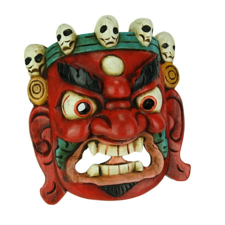 Mahakala Mask - Nepalese Lord Mahakala Tibetan Buddhism Wooden Mask Wall Decor