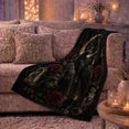 thumbnail image 6 of Raven, Crescent Moon, Dark Roses and Crystal Art Warm Flannel Blanket for Living Room and Reading Nook, Bird Lovers Valentine's Day Gift, Artistic Home Decor, 6 of 9