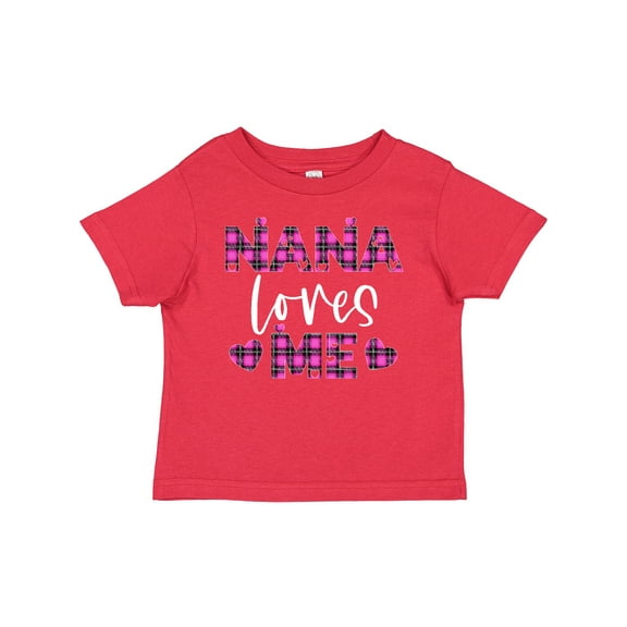 Inktastic My Nana Loves Me Hearts in Pink Plaid Boys or Girls Baby T-Shirt