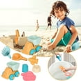 thumbnail image 2 of 7 Piece Beach Toy Sand Play Set, Bucket Shovel Molds Sandcastle Building, Summer Outdoor Fun Sandpit Activity, Children'S Play Kit With Vehicle, 2 of 8