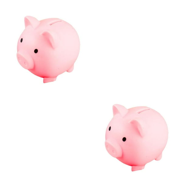 Injueey Piggy Bank Enamel Animal Large Capacity Coin Money Plug Screw Bank Plastic Box Storage Lightweight Saving Money with Case Rosado L 2Conjunto