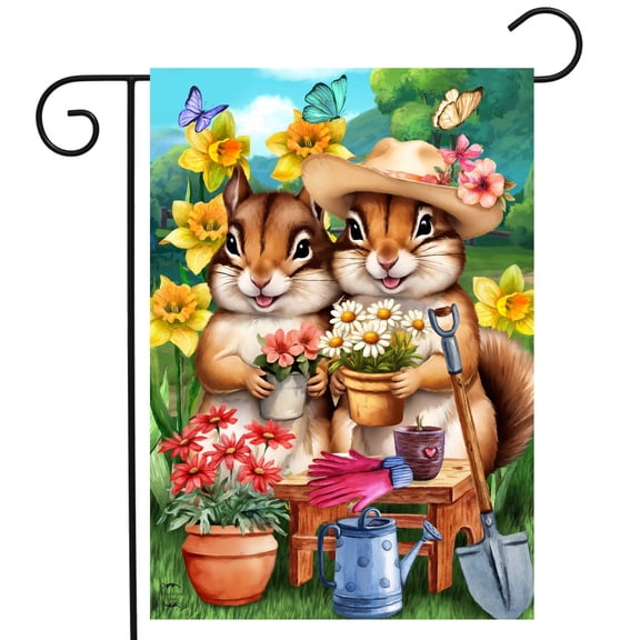 Briarwood Lane Spring Garden Flag 12x18 For Outdoor Springtime Chipmunks For Spring Garden Flag Flags For Outside