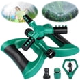 thumbnail image 1 of Aspersor de jardín Boquillas de riego giratorias automáticas con 3 cabezales Riego de riego de 360 ​​​​grados para césped, jardín, césped, conexiones de manguera fáciles, 1 of 4
