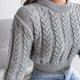 thumbnail image 5 of Jersey JUNBOON para mujer, cuello redondo, manga larga, punto torcido, 5 of 7
