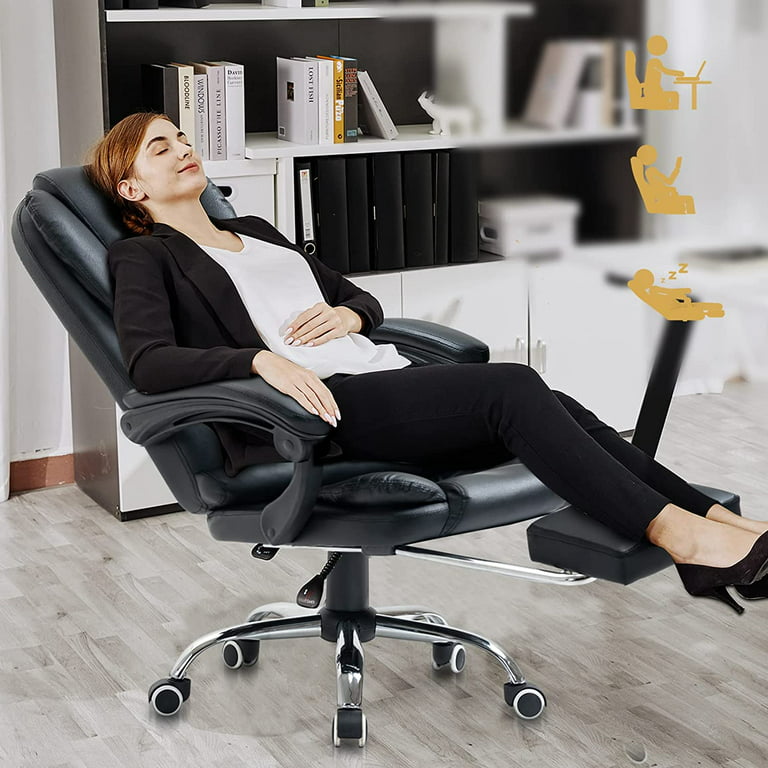 Massage Reclining Office Chair with Footrest, High Back Computer Home Desk  Ergonomic Executive Office Chair with Armrests, Adjustable Height/Tilt