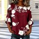 thumbnail image 1 of Neewe Womens Classic Tops 3/4 Sleeve Shirts Round Neck Loose Casual Blouses Floral Print Tshirts, 1 of 6