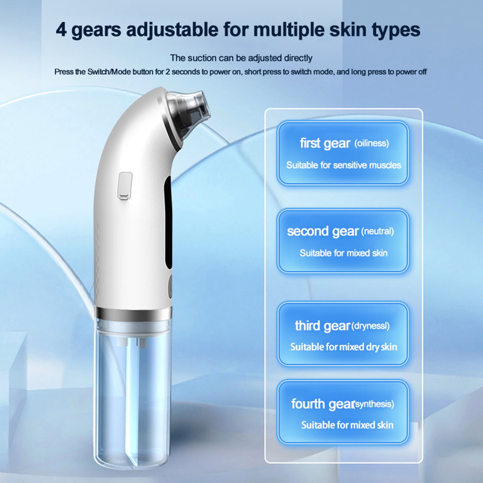 Qiyester Blackhead Extractor - Microbubble Deep Hydrating and Cleansing Beauty Device, Home Use Water Circulation Facial Cleanser Suitable for Face
