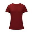 thumbnail image 2 of Otvok Womens Casual Solid Color Short-Sleeved Crew-Neck Tops, 2 of 6