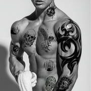 Yazhiji 56 Sheets Temporary Tattoos Stickers , 11 Sheets Half Arm Shoulder Tattoos for Men or Women with 45 Sheets Tiny Fake Tattoo