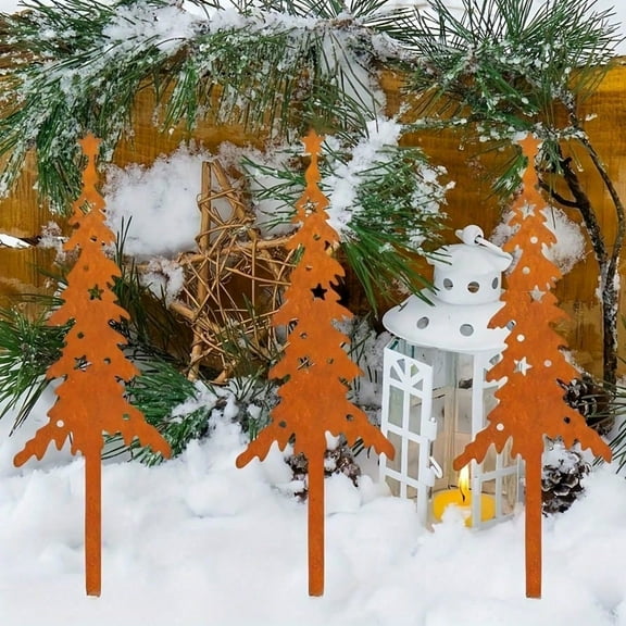 3pcs Elegant Christmas Trees Metal Ground Stakes for Garden Adornment. Ideal for Diverse Yard Enhance Spatial Allure Gift Option  Jardin Garden Decor Christmas Essentials，geburtstag Deko