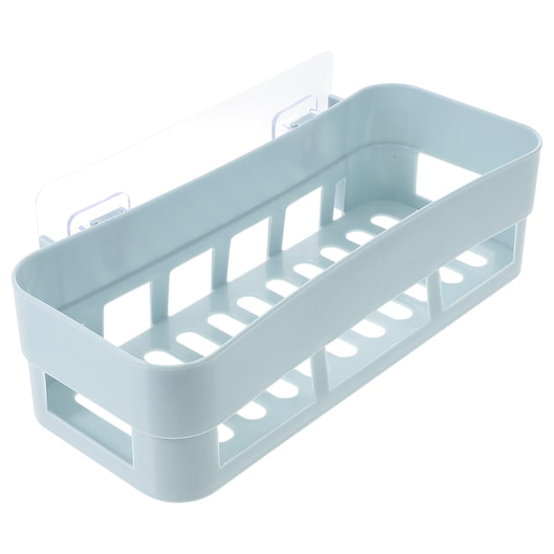 FELTECHELECTR Organizador de estantes de baño autoadhesivo de plástico, sin taladros, para pared, para ducha, con almohadilla adhesiva reciclable (azul cielo)