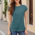 thumbnail image 2 of Cqxid525 Womens Short Sleeve Tops Women's Short Sleeve T Shirts Casual Solid Tops Basic Loose Crew Neck Clothes Pullover Tee, 2 of 5