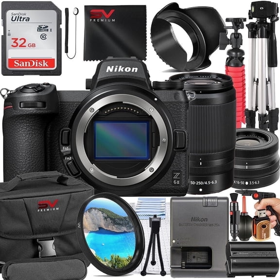 Nikon Z6 Mark II Mirrorless Camera with 50-250mm Lens   32GB Memory Card   Full Size Tripod   SV Premium Accessory Bundle (International Version)