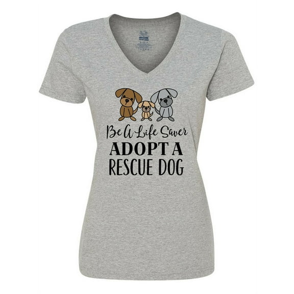 Inktastic Adopt a Rescue Dog Pet Women's V-Neck T-Shirt