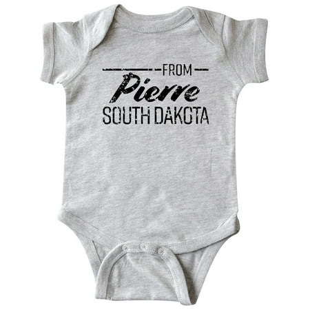 

Inktastic From Pierre South Dakota in Black Distressed Text Gift Baby Boy or Baby Girl Bodysuit