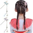 thumbnail image 2 of KAIYANG Horquilla china para el pelo con cuentas de novia, horquilla de metal con flores y diamantes de imitación para mujeres y niñas, color azul y rosa, 2 of 5
