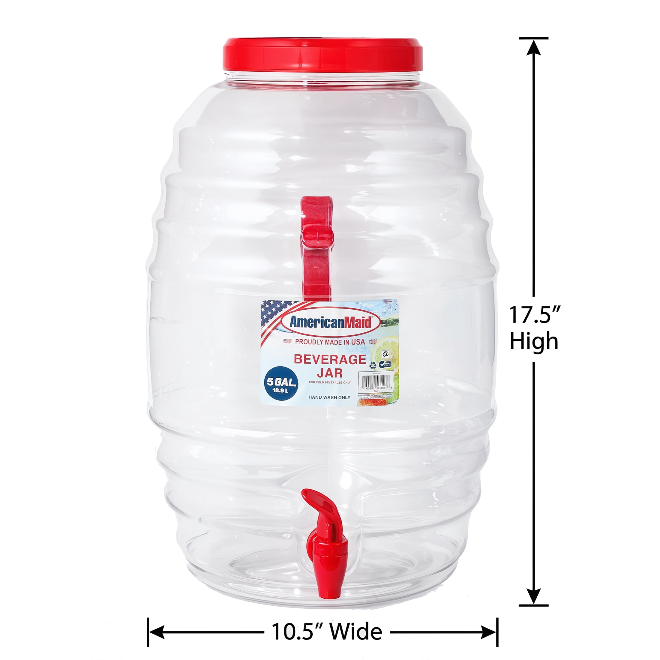 (2 pack) American Maid 5-Gallon Vitrolero Red Beverage Dispenser