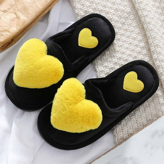 VerPetridure Valentine's Day Women's Flat Sandals Fuzzy Slippers Love Plush Cozy Furry Slides Soft Warm House Slippers