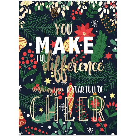 25 Employee Holiday Cards - Cheerful Holly Design with Gold Foil Stamping - 26 White Envelopes - FSC Mix