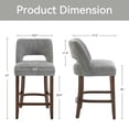 thumbnail image 4 of Light Gray Upholstered Counter Height Bar Stool with Solid Wood legs Set of 2, 4 of 8