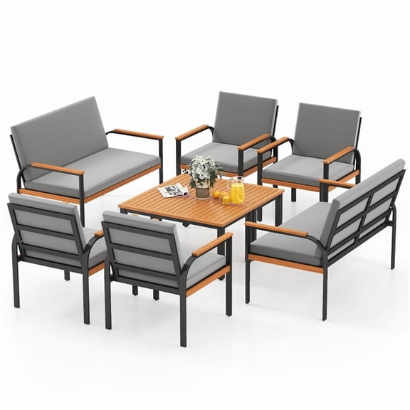 Gymax 8 Piece Patio Furniture Set w/Coffee Table Loveseat & 4 Single Chairs for Porch Outdoor