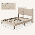 thumbnail image 3 of Lofka Queen Bed Frame with Wingback Headboard, Metal Bed Frame 850lbs Capacity, Noise-Free Under Bed Storage, Beige, 3 of 7