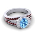 thumbnail image 3 of 2.35 Carat Elegant Oval Cut Blue Topaz & Garnet Gemstone Bridal Ring for her Solid 18K White Gold Size 11.5 by Diamond-Capitals, 3 of 8