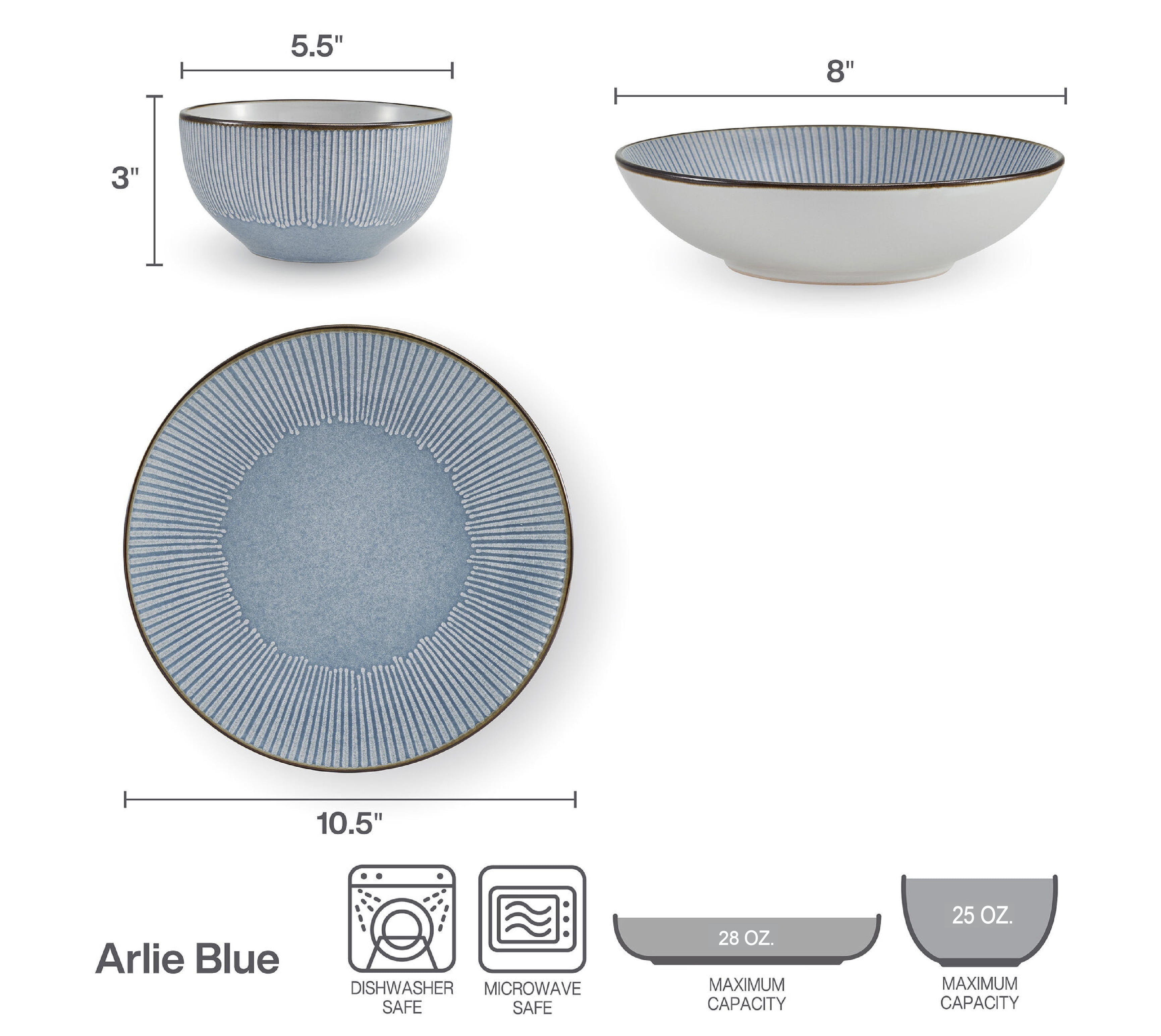 Pfaltzgraff Arlie 12 Piece Stoneware Dinnererware Set Blue