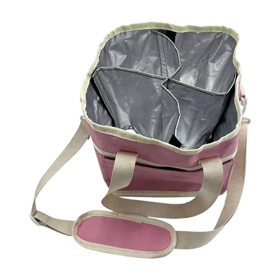 4 Compartment Water Bottle Carrier Bag Family Size with Divider Large Capacity Crossbody Drink Caddy for Hiking Travel