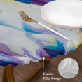 thumbnail image 6 of Round Tablecloth Watercolor Horse Pattern Elastic Edge Fitted White Blue Turquoise Green Plastic Table Cover,Waterproof Oil Proof for Dinner,Outdoor, Picnic, 55"- 60" DIA Tables, 6 of 8