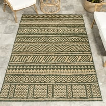 nuLOOM Abbey Tribal Striped Indoor/Outdoor Area Rug, 6' 7" x 9', Abbey Green