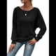 thumbnail image 2 of Blusas de Larga Suaves para Mujer, Cuello Redondo, Estilo Jersey, Estilo Informal de Negocios, de Punto con Mangas Murciélago, Conjuntos Oversize 2025 Negro M, 2 of 9