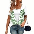 thumbnail image 2 of XPMWRP Women's Summer Top Trendy 2 in 1 Blouses Short Sleeve Shirt Casual T Shirts Beach Vacation Fashion Clothes Green L, 2 of 5