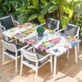 thumbnail image 2 of Spring Easter Table Cloths for 5 Foot Rectangle Tables, Watercolor Eggs Gnomes Floral Butterflies Plants Patio Waterproof Elastic Fitted Tablecloths, Washable Rectangular Table Cover for Camping, 2 of 8