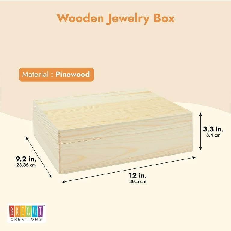 Unfinished Small Wooden Jewelry Box with Hinged Lid for DIY Unfinished Small Wooden Jewelry Box with Hinged Lid for DIY