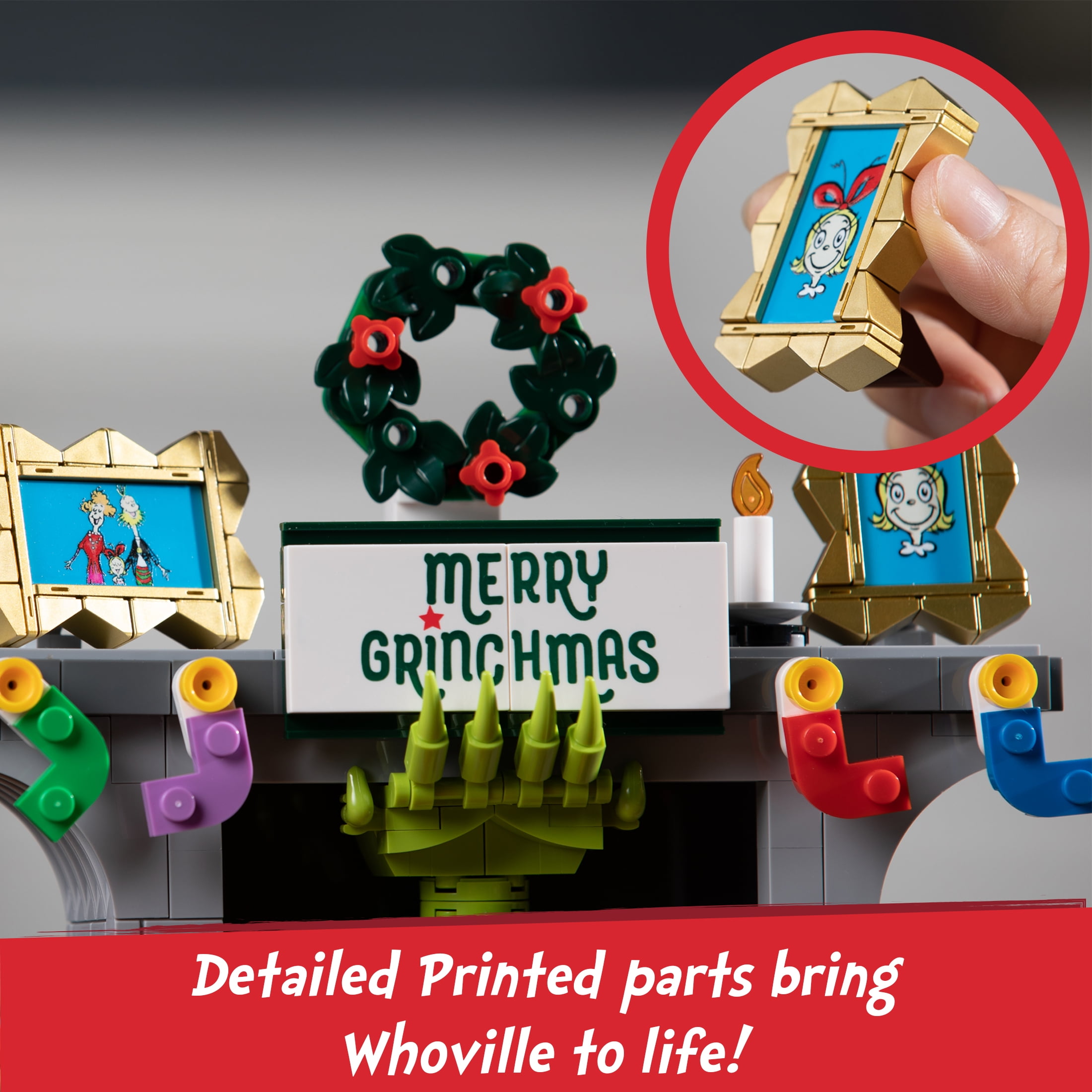 Brickcraft Grinch in Fireplace Brick Building Kit (591-Plastic Piece Set), Limited Edition Collectible, Christmas Décor, Toy Gift Idea for Boys and Girls Ages 8 Years Old and up