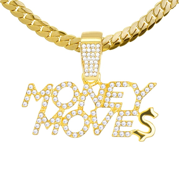 Money Moves Pendant Gold Tone 20" Miami Cuban Chain Necklace MCP 1283 G