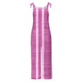 thumbnail image 4 of Frostluinai Jumpsuits for Women Summer Sleeveless Adjustable Straps Linen Overalls Casual Plaid Print Jumpers Plus Size Baggy Rompers with Pocket, 4 of 5