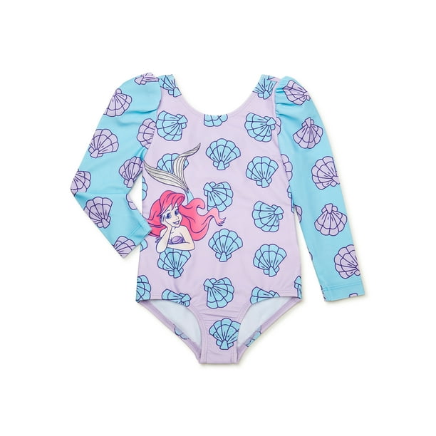 Little Mermaid Toddler Girl Rashguard Swimwear, OnePiece, Sizes 12M5T