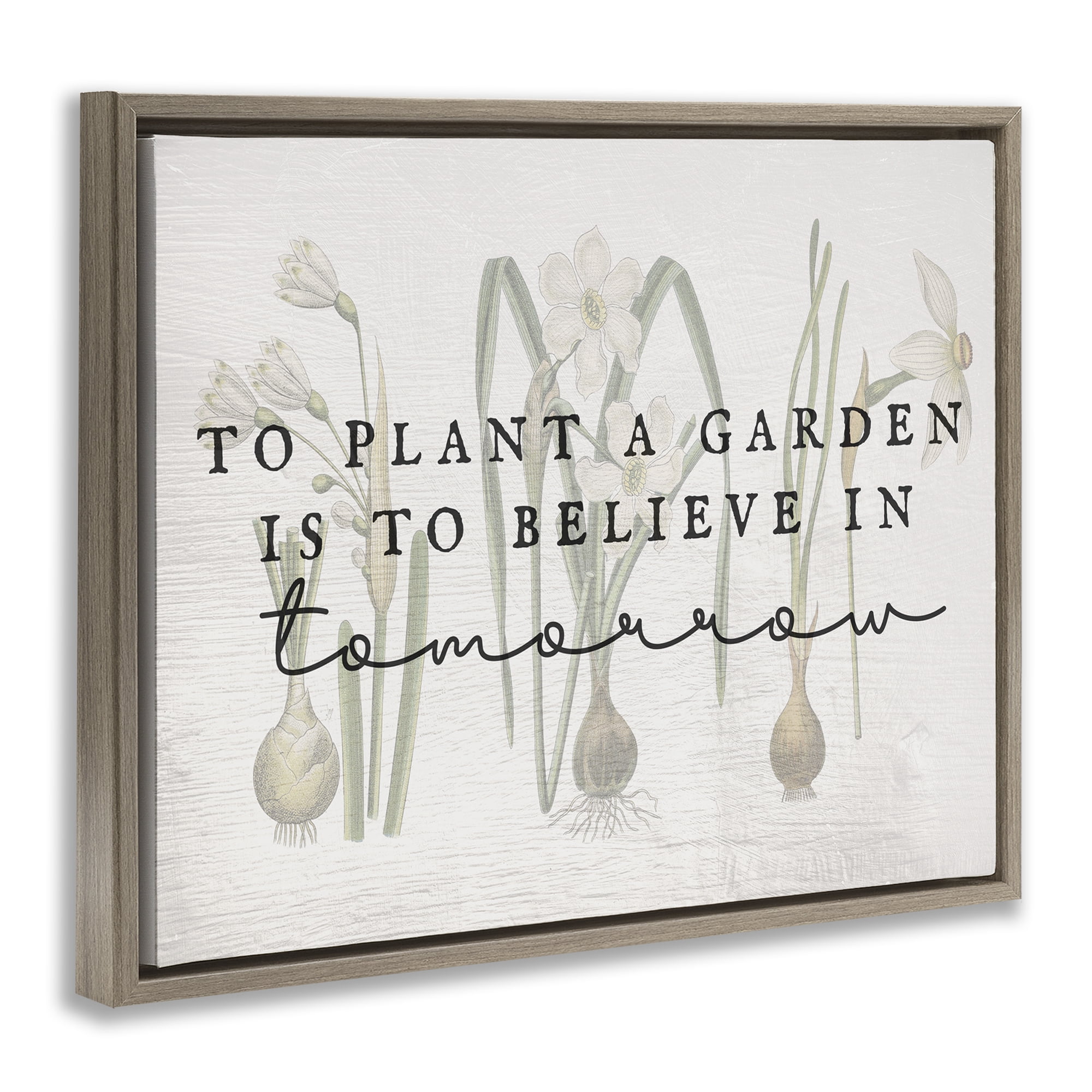 Stupell Industries Believe in Tomorrow Inspiring Plants & Flowers Painting Brown Floater Framed Canvas Art Print Wall Art, 31 x 25