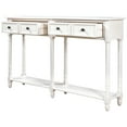 thumbnail image 1 of Sumdeal 58" Rustic Console Table with Storage Drawers, Sofa Table for Living Room Entryway, Easy Assembly Farmhouse Hallway Table with Bottom Shelf ,White, 1 of 7