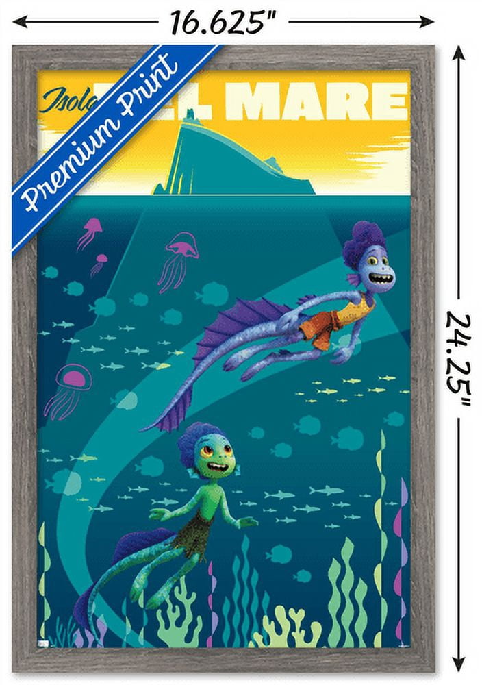 Disney Pixar Luca - Isola Del Mare Wall Poster, 14.725" x 22.375", Framed