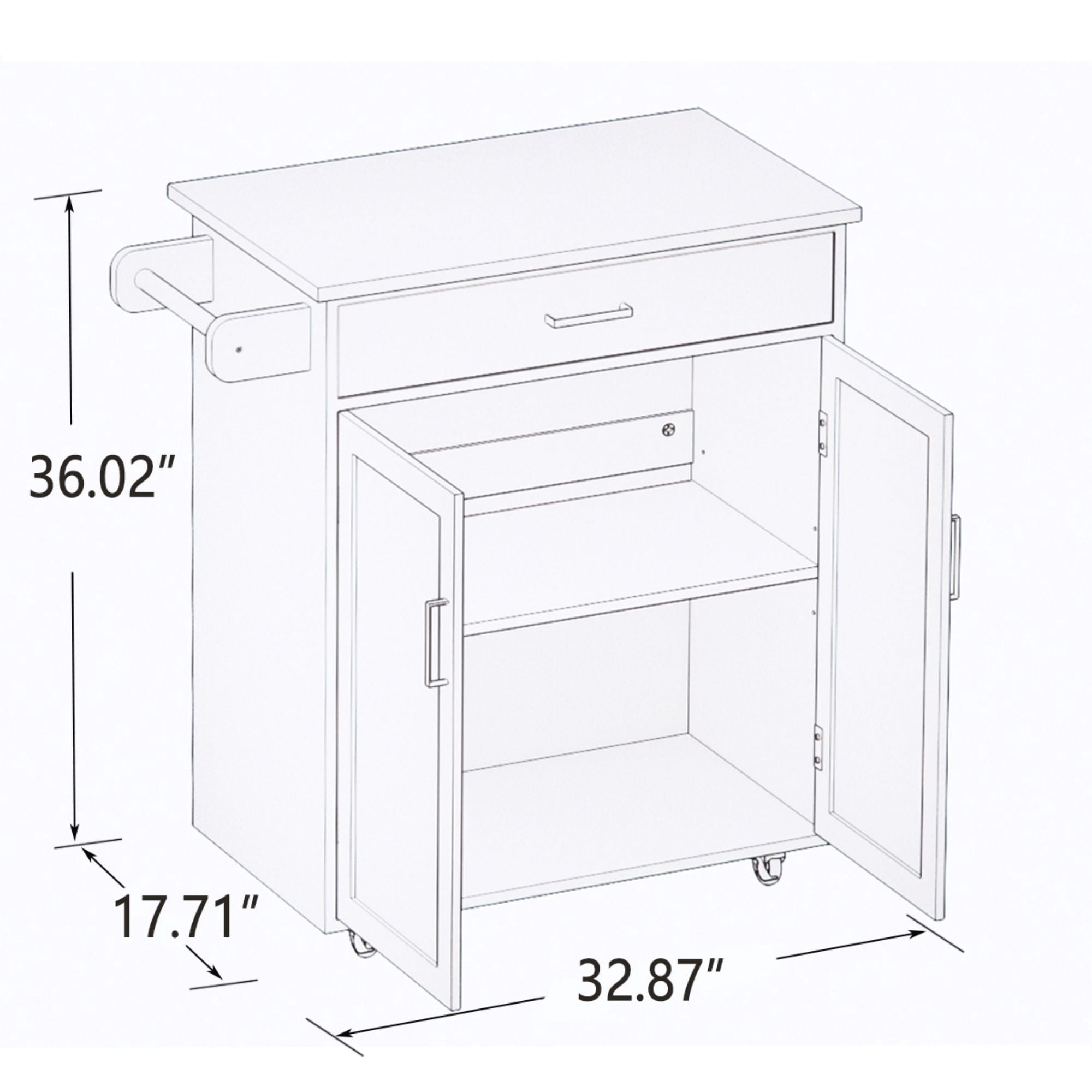Aukfa Kitchen Cart,Kitchen Island Cart on Lockable Wheels and Storage - Daisy
