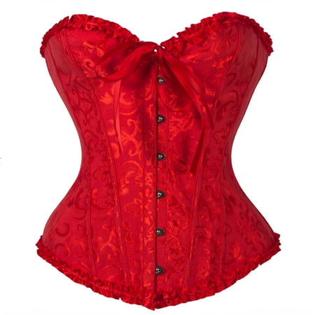 

SAYFUT Fashion Women s Jacquard Overbust Corset Intimates Lace-up Busiter Shapewear