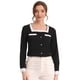 thumbnail image 1 of Blusa de cuello cuadrado elegante de manga larga de color de contraste de camisa de trabajo para mujer Negro L, 1 of 5