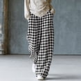 thumbnail image 4 of Maplenight Womens Plaid Pajamas Pants Wide Leg Elastic Waist Pants Loose Casual Loungewear Sleep Bottoms, 4 of 8