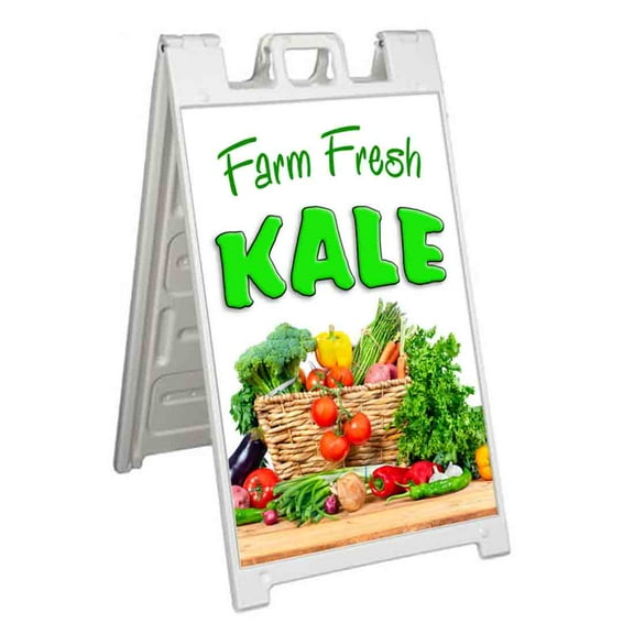 Farm Fresh Kale (24" X 36") Standard A-Frame Signicade, Includes Decal Applied To Stand