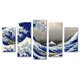 thumbnail image 1 of Juego de Cuadros Decorativos, La Gran Ola de Kanagawa de Hokusai, Estilo Ukiyo-e Icónico, 5 Piezas, Ideal para Salas y Oficinas, 150x80cm, 1 of 5